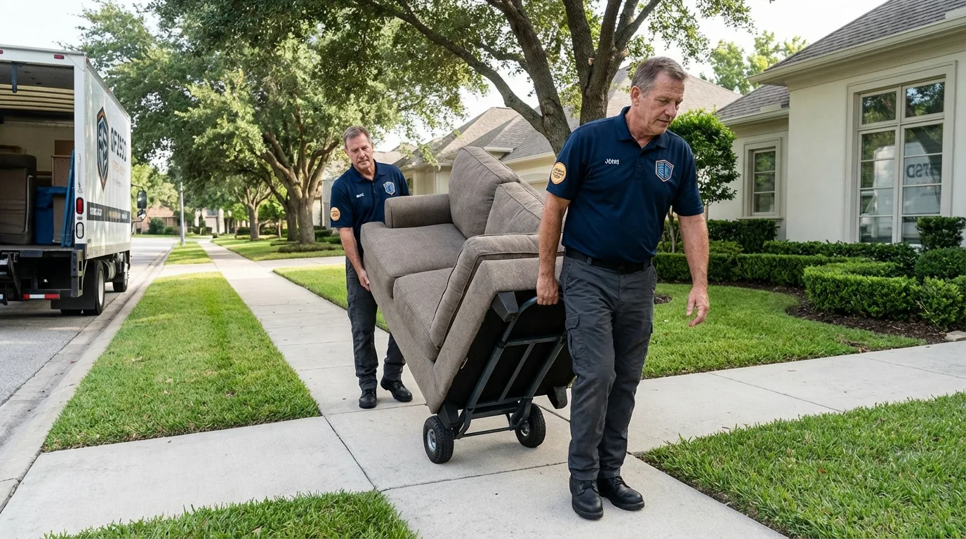 Local residential moving crew loading furniture in Bolivia, NC